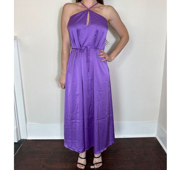 Ann Taylor Criss Cross Halter Maxi Dress in Purple Size Small NWT! - Picture 7 of 9